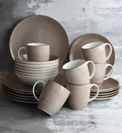 LUBIANA BOSS 6630T Serwis obiadowy 72 el / 18 osób / brązowy / porcelana ręcznie malowana