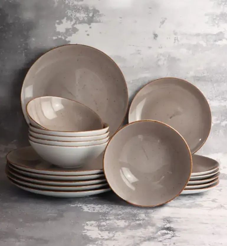 LUBIANA BOSS 6630T Serwis obiadowy 18 el / 6 osób / brązowy / porcelana ręcznie malowana