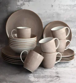 LUBIANA BOSS 6630T Serwis obiadowy 48 el / 12 osób / brązowy / porcelana ręcznie malowana
