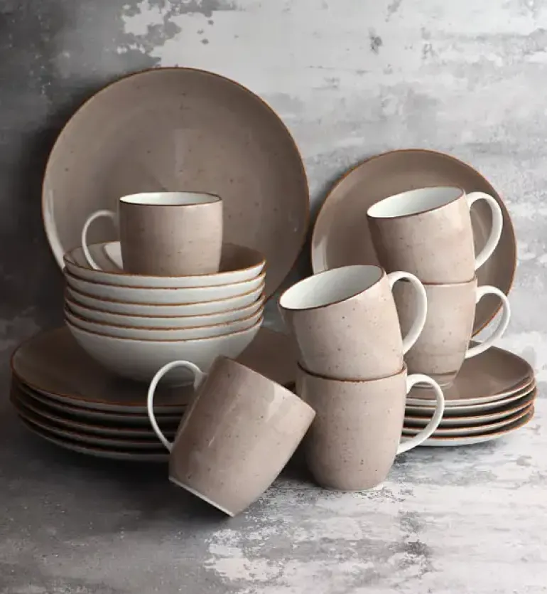 LUBIANA BOSS 6630T Serwis obiadowy 48 el / 12 osób / brązowy / porcelana ręcznie malowana