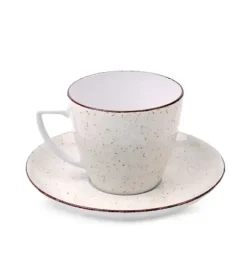 LUBIANA BOSS 6630U Filiżanka 350 ml + spodek / budyniowy / porcelana ręcznie malowana