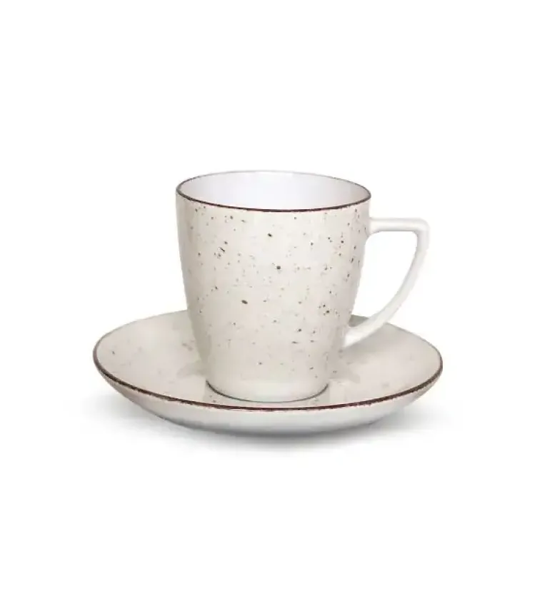 LUBIANA BOSS 6630U Filiżanka 200 ml + spodek / budyniowy / porcelana ręcznie malowana