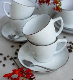 LUBIANA BOSS 6630U Komplet Filiżanka 350 ml + spodek / 12 os / 24 el / budyniowy / porcelana ręcznie malowana