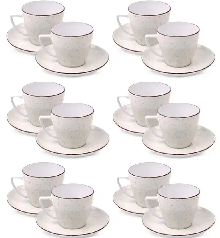 LUBIANA BOSS 6630U Komplet Filiżanka 350 ml + spodek / 12 os / 24 el / budyniowy / porcelana ręcznie malowana