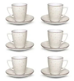 LUBIANA BOSS 6630U Komplet Filiżanka 200 ml + spodek / 6 os / 12 el / budyniowy / porcelana ręcznie malowana