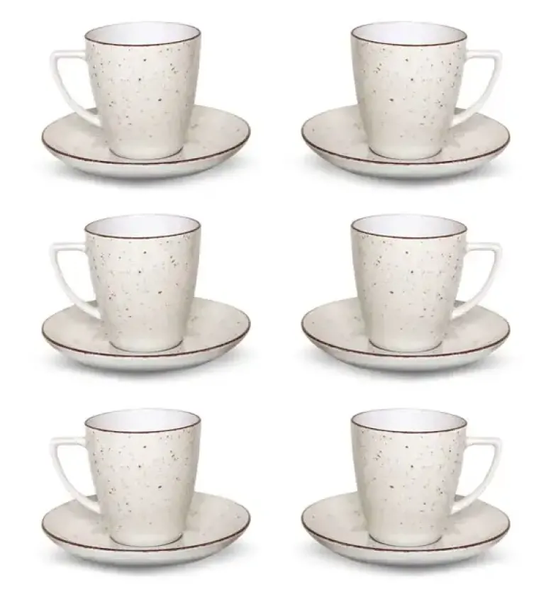 LUBIANA BOSS 6630U Komplet Filiżanka 200 ml + spodek / 6 os / 12 el / budyniowy / porcelana ręcznie malowana