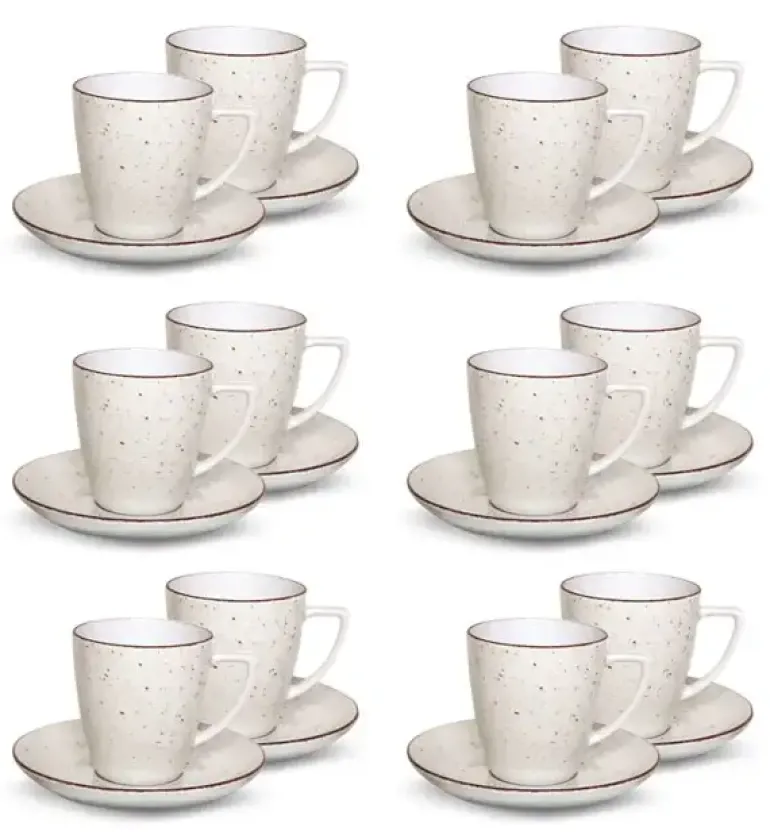 LUBIANA BOSS 6630U Komplet Filiżanka 200 ml + spodek / 12 os / 24 el / budyniowy / porcelana ręcznie malowana