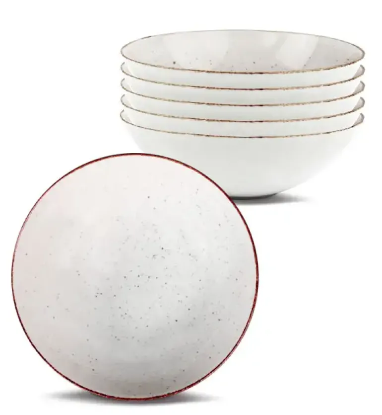 LUBIANA BOSS 6630U Komplet Talerze głębokie 18 cm / 6 os / 6 el / budyniowy / porcelana ręcznie malowana