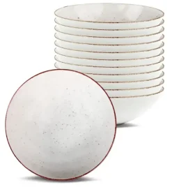 LUBIANA BOSS 6630U Komplet Talerze głębokie 18 cm / 12 os / 12 el / budyniowy / porcelana ręcznie malowana