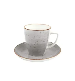 LUBIANA BOSS 6630Z Filiżanka 200 ml + spodek / szary / porcelana ręcznie malowana