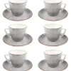 LUBIANA BOSS 6630Z Komplet Filiżanka 350 ml + spodek / 6 os / 12 el / szary / porcelana ręcznie malowana