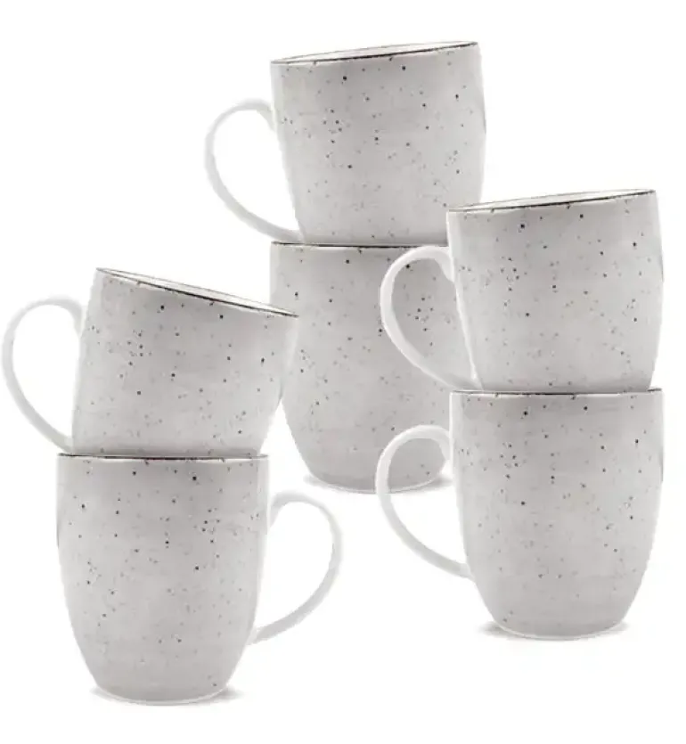 LUBIANA BOSS 6630Z Komplet kubków 380 ml / 6 os / 6 el / szary / porcelana ręcznie malowana