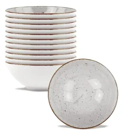 LUBIANA BOSS 6630Z Komplet salaterek 15 cm / 12 os / 12 el / szara / porcelana ręcznie malowana