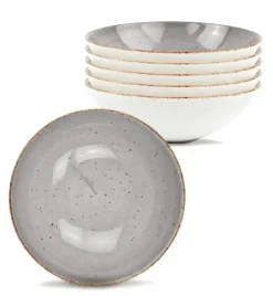 LUBIANA BOSS 6630Z Komplet talerzy głębokich 18 cm / 6os / 6 el / szary / porcelana ręcznie malowana
