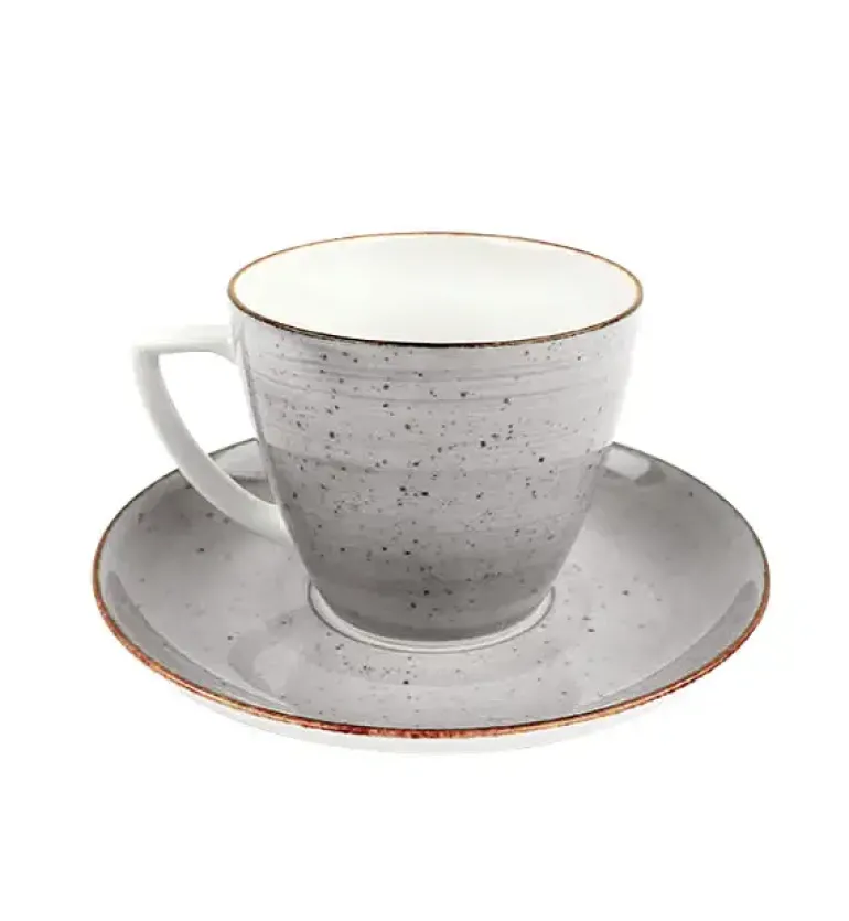 LUBIANA BOSS 6630Z Serwis obiadowo - kawowy 120 el / 24 osoby / szary / porcelana ręcznie malowana