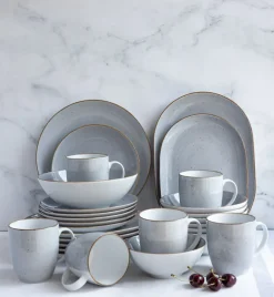 LUBIANA BOSS 6630Z Serwis obiadowo - kawowy 112 el / 18 osób / szary / porcelana ręcznie malowana
