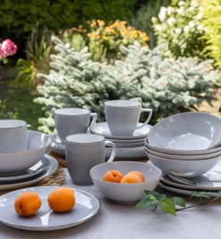 LUBIANA BOSS 6630Z Serwis obiadowo - kawowy 72 el / 12 osób / szary / porcelana ręcznie malowana