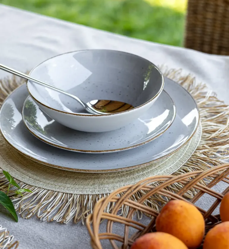 LUBIANA BOSS 6630Z Talerz głęboki 18 cm / szary / porcelana ręcznie malowana