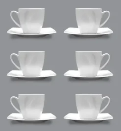 LUBIANA CELEBRATION Komplet 6 Filiżanek 200 ml + spodki / 12 el / 6 os / porcelana
