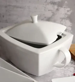LUBIANA CLASSIC Serwis obiadowy 6 osób / 24 elementy | biała porcelana kwadrat