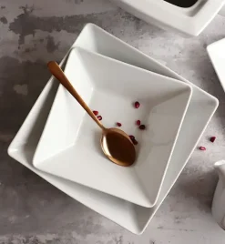 LUBIANA CLASSIC Serwis obiadowo-kawowy 12 os / 66 el | biała porcelana kwadrat