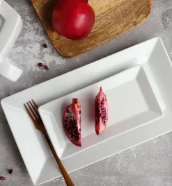 LUBIANA CLASSIC Serwis obiadowy 12 osób / 42 elementy | biała porcelana kwadrat