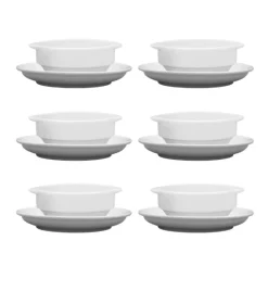 LUBIANA CORONA 0612 Bulionówka 300 ml + spodek 14,5 cm x 6 sztuk | biała porcelana