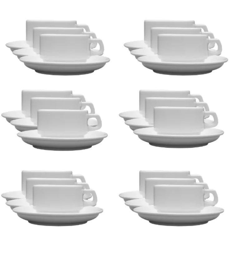 LUBIANA CORONA 0601 Filiżanka niska 200 ml ze spodkiem 14,5 cm x 18 sztuk | biała porcelana
