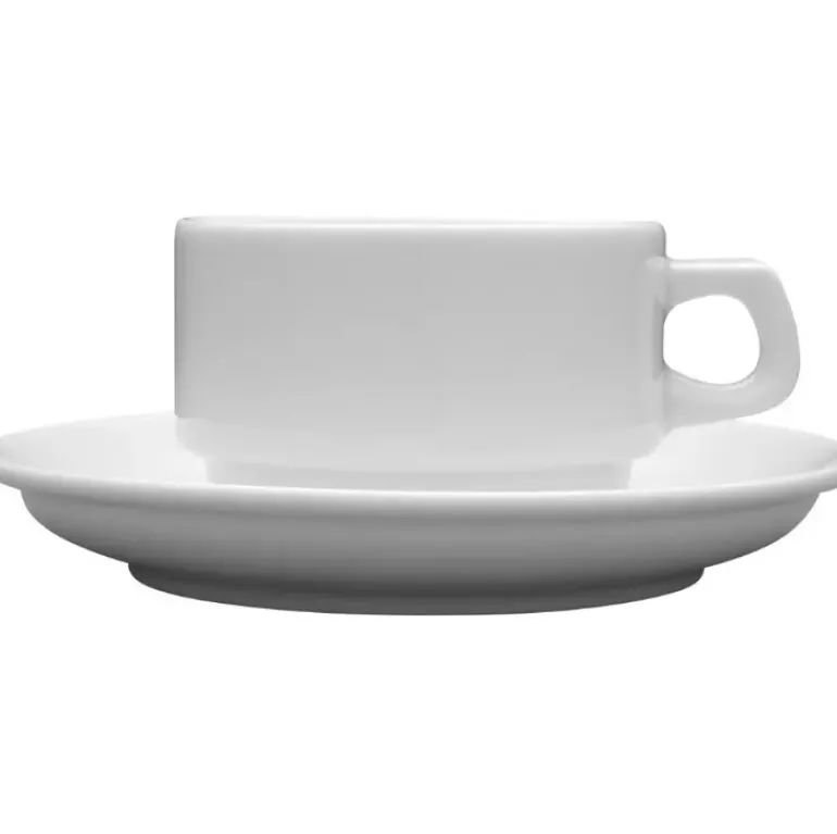 LUBIANA CORONA 0601 Filiżanka niska 200 ml ze spodkiem 14,5 cm x 12 sztuk | biała porcelana