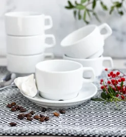 LUBIANA CORONA 0601 Filiżanka niska 200 ml ze spodkiem 14,5 cm | biała porcelana