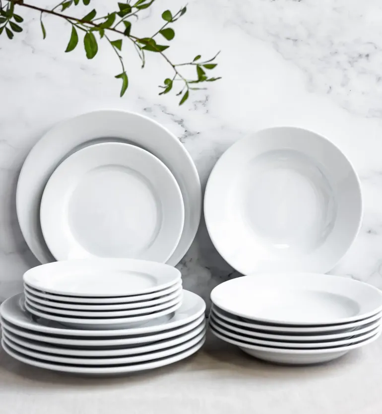 LUBIANA CORONA Serwis obiadowy 72 el dla 24 osób | biała porcelana