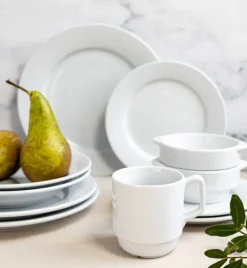 LUBIANA CORONA Serwis obiadowo - kawowy 144 el dla 18 osób | biała porcelana