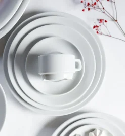 LUBIANA CORONA Serwis obiadowo - kawowy 144 el dla 18 osób | biała porcelana