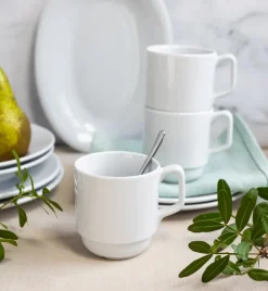 LUBIANA CORONA Serwis obiadowo - kawowy 144 el dla 18 osób | biała porcelana