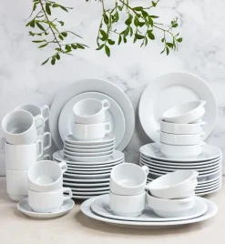 LUBIANA CORONA Serwis obiadowo - kawowy 126 el dla 18 osób | biała porcelana