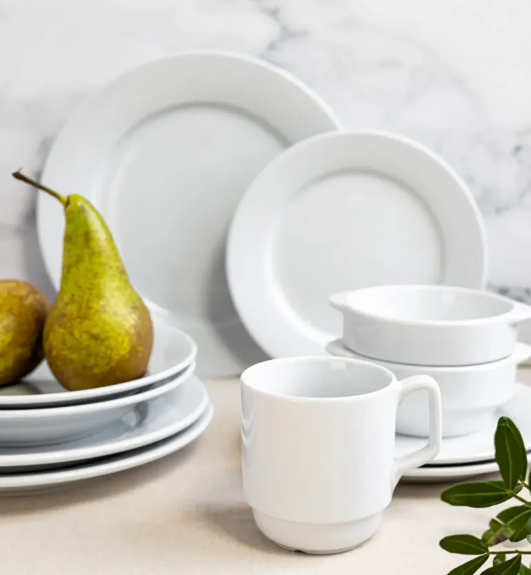 LUBIANA CORONA Serwis obiadowo - kawowy 192 el dla 24 osób | biała porcelana