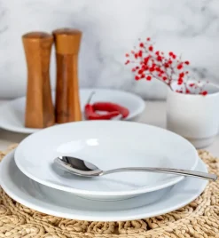 LUBIANA CORONA Serwis obiadowo - kawowy 50 el dla 6 osób | biała porcelana