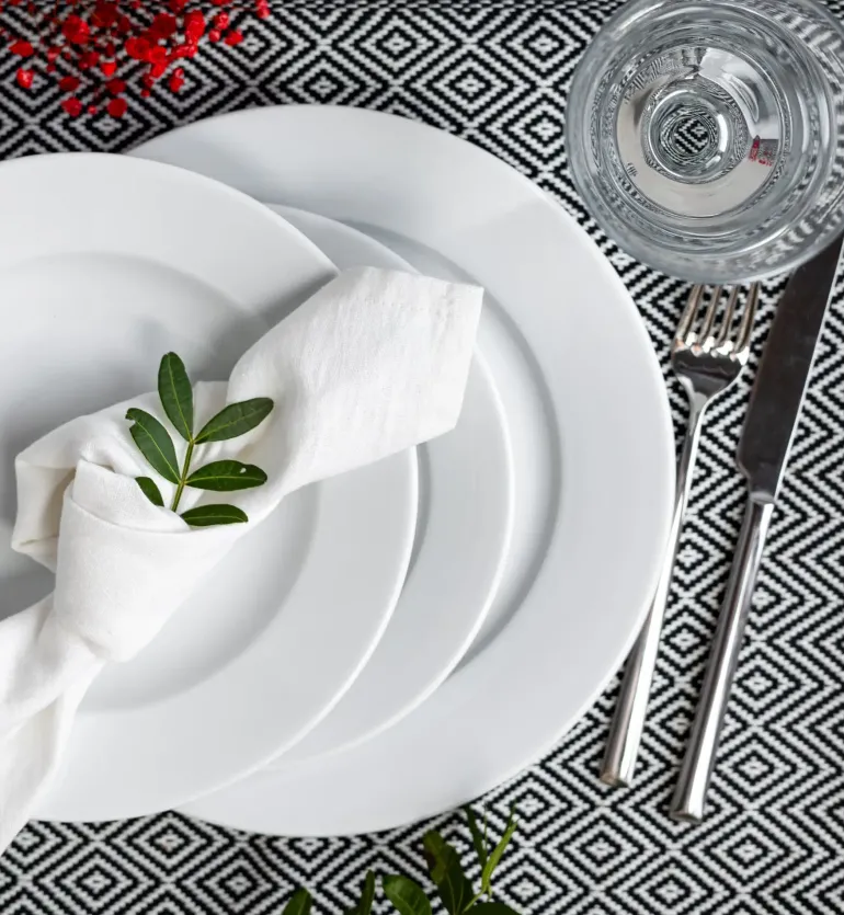 LUBIANA CORONA Serwis obiadowo - kawowy 30 el dla 6 osób | biała porcelana