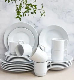LUBIANA CORONA Serwis obiadowy 96 el dla 24 osób | biała porcelana