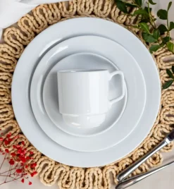 LUBIANA CORONA Serwis obiadowy 72 el dla 18 osób | biała porcelana