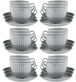 LUBIANA DAISY CLOUD K1 Komplet 18x Filiżanka 200 ml + spodek 14,5 cm / szary