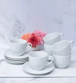 LUBIANA DAISY Filiżanka 200 ml ze spodkiem 14,5 cm | biała porcelana | luz