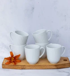 LUBIANA DAISY Komplet 6 kubków 350 ml | biała porcelana