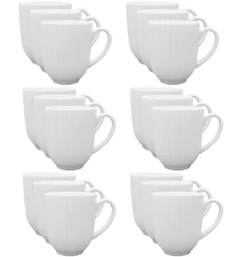 LUBIANA DAISY Komplet 18 kubków 350 ml | biała porcelana