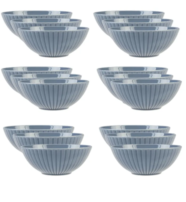 LUBIANA DAISY SEASIDE K9 Komplet 18 x salaterka 17 cm / szaro - niebieski