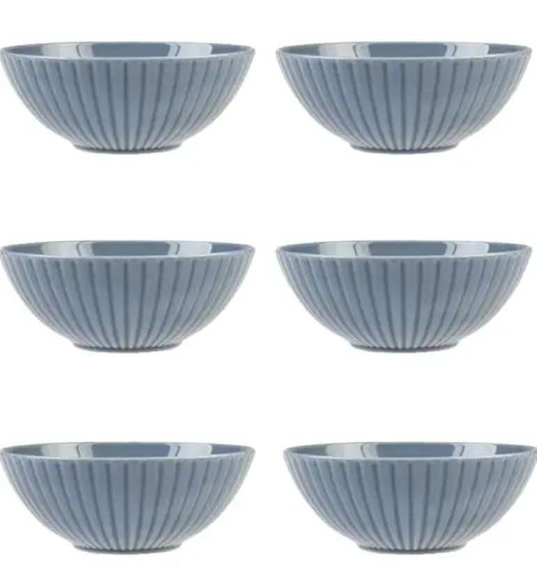 LUBIANA DAISY SEASIDE K9 Komplet 6 x salaterka 17 cm / szaro - niebieski