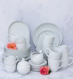 LUBIANA DAISY Serwis obiadowo - kawowy 12 osób / 76 elementów | biała porcelana