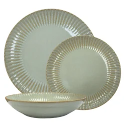 LUBIANA DAISY STONEWARE EUKALIPTUS | Serwis obiadowy 54 elementy dla 18 osób | kolor zielony