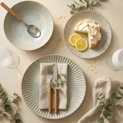 LUBIANA DAISY STONEWARE EUKALIPTUS | Serwis obiadowy 54 elementy dla 18 osób | kolor zielony