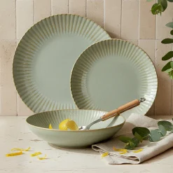 LUBIANA DAISY STONEWARE EUKALIPTUS | Serwis obiadowy 36 elementów dla 12 osób | kolor zielony